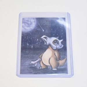 Pokemon Custom Cubone Art Card Colored Pencil Print Charizard Moon Trading Card